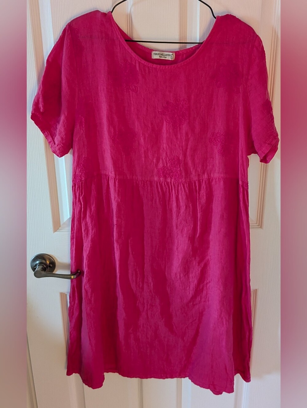 Bright Pink Short Sleeve Mini Dress - Casual Everyday Style